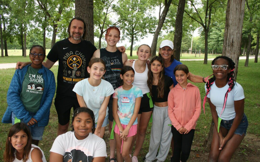 A group of girls at Camp Weloki summer camp.
