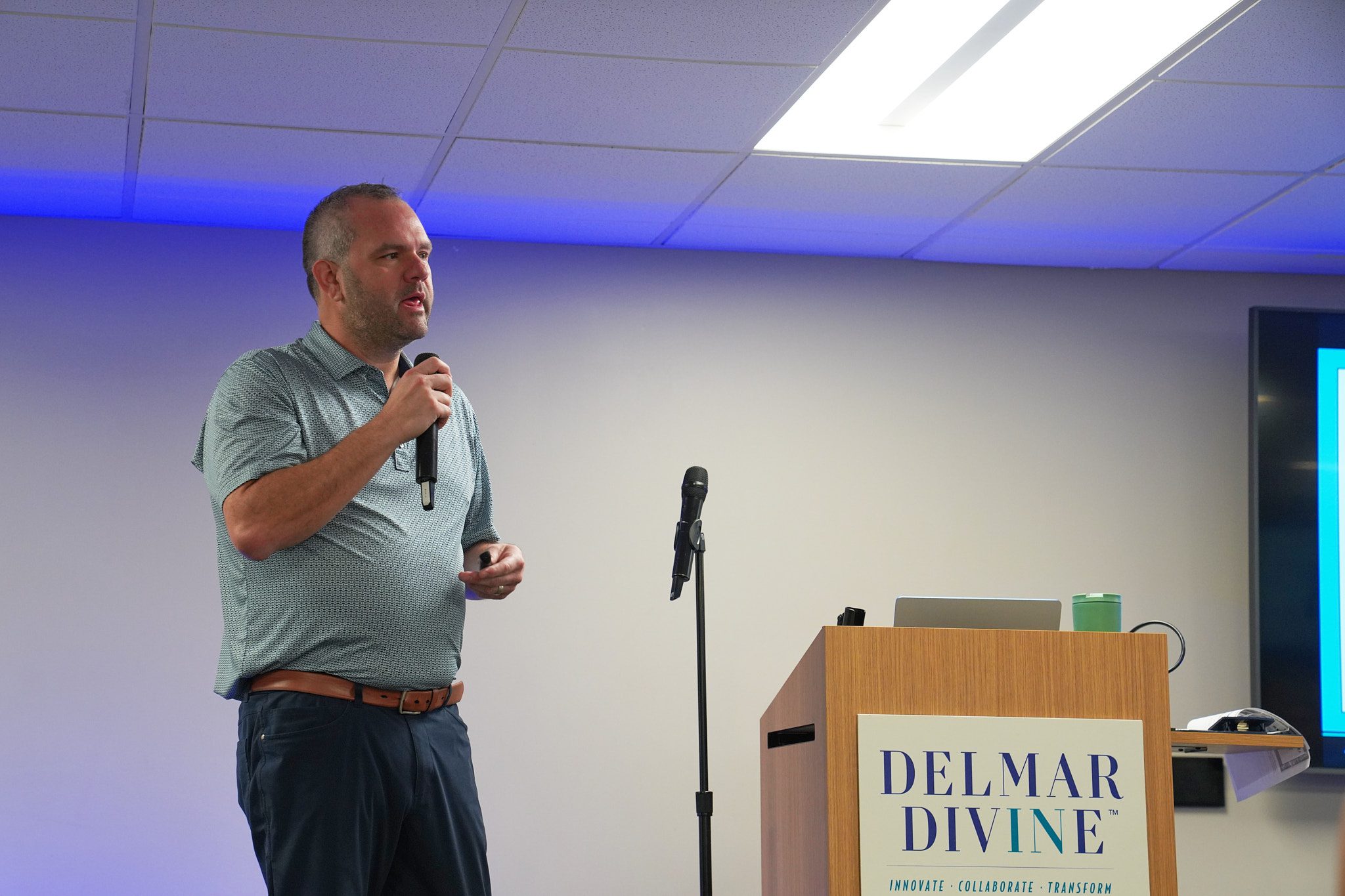 Dustin Nadler from Maryville University gives a presentation on data collected from a survey of St. Louis families.