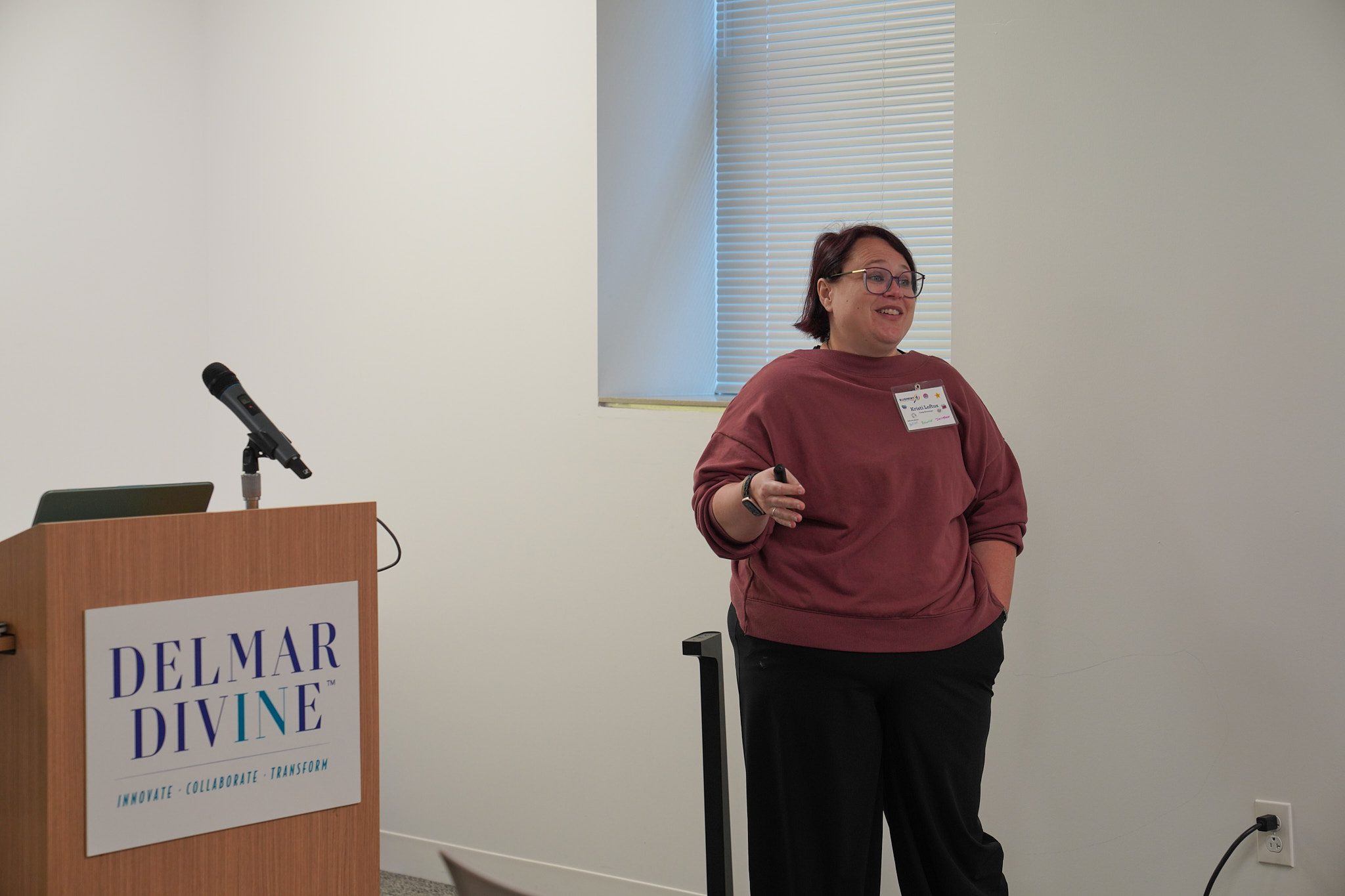 A presenter at the camp summit gives a talk on supporting neurodivergent campers.